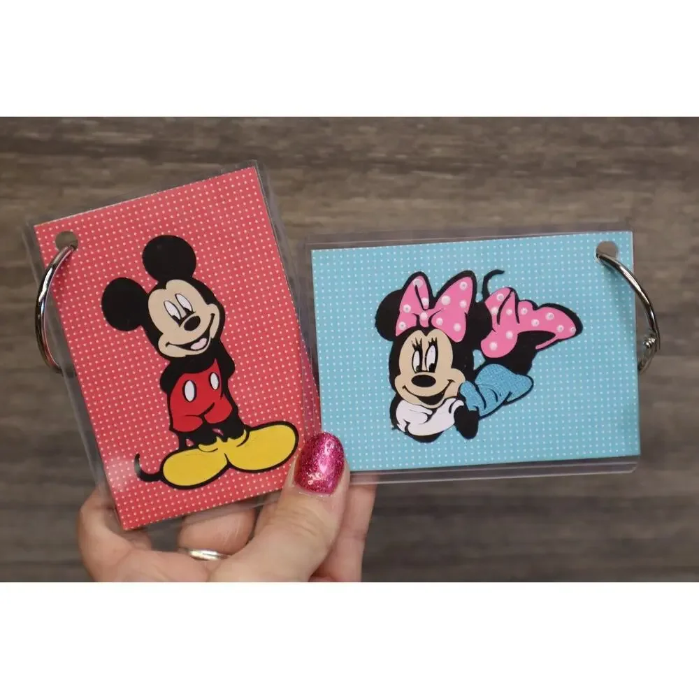 Disney Mickey Minnie Mouse Luggage Tag Set Loose Leaf Binder Key Ring His & Hers